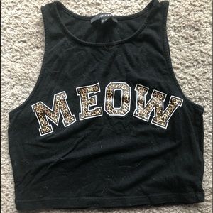 Black “meow” crop top